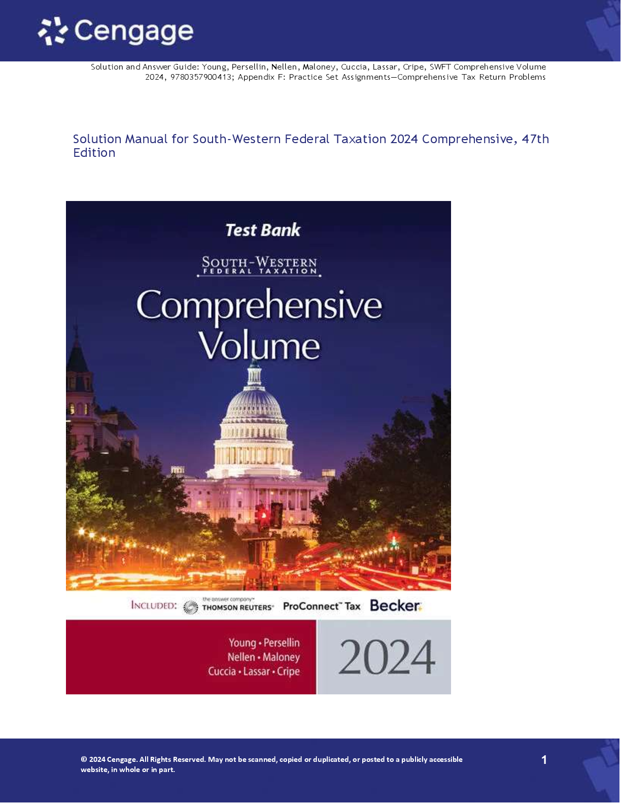 Preview of Solution Manual for South-Western Federal Taxation 2024 Comprehensive, 47th  Edition