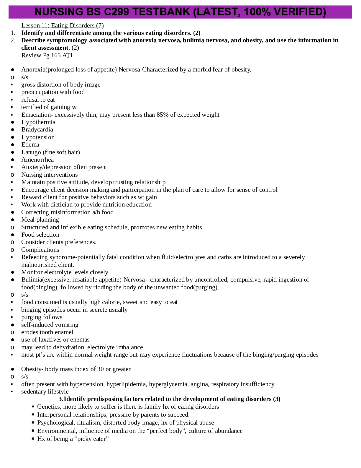 Preview of NURSING BS C299