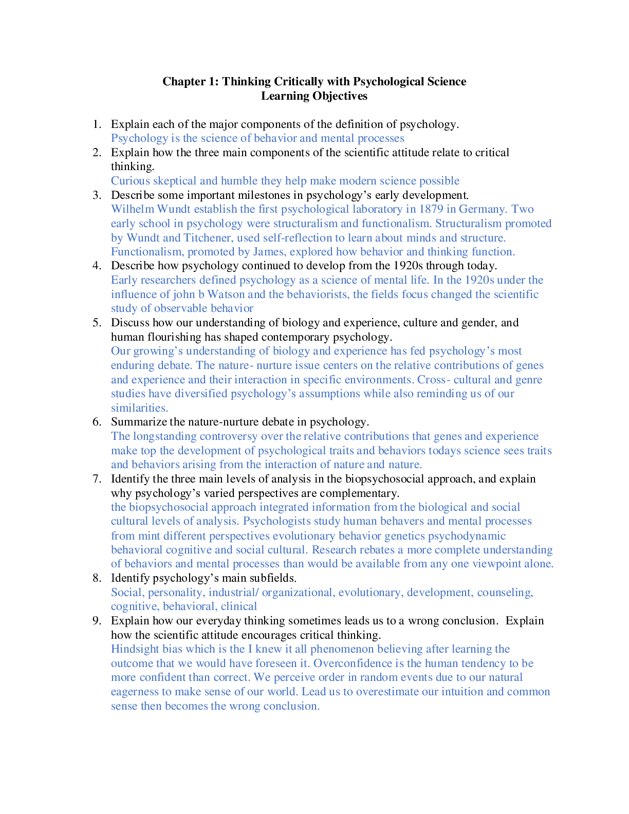 Preview image of PSYCH 181-Final Psychology Study Guide.: Thinking Critically with Psychological Science Learning Objectives. document