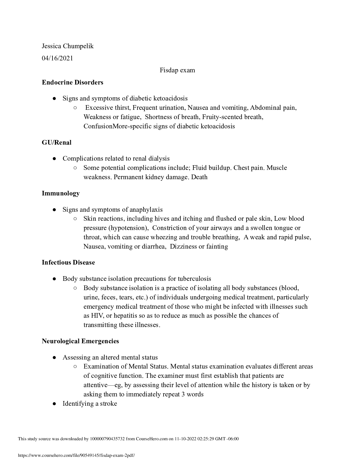 Preview image for fisdap exam