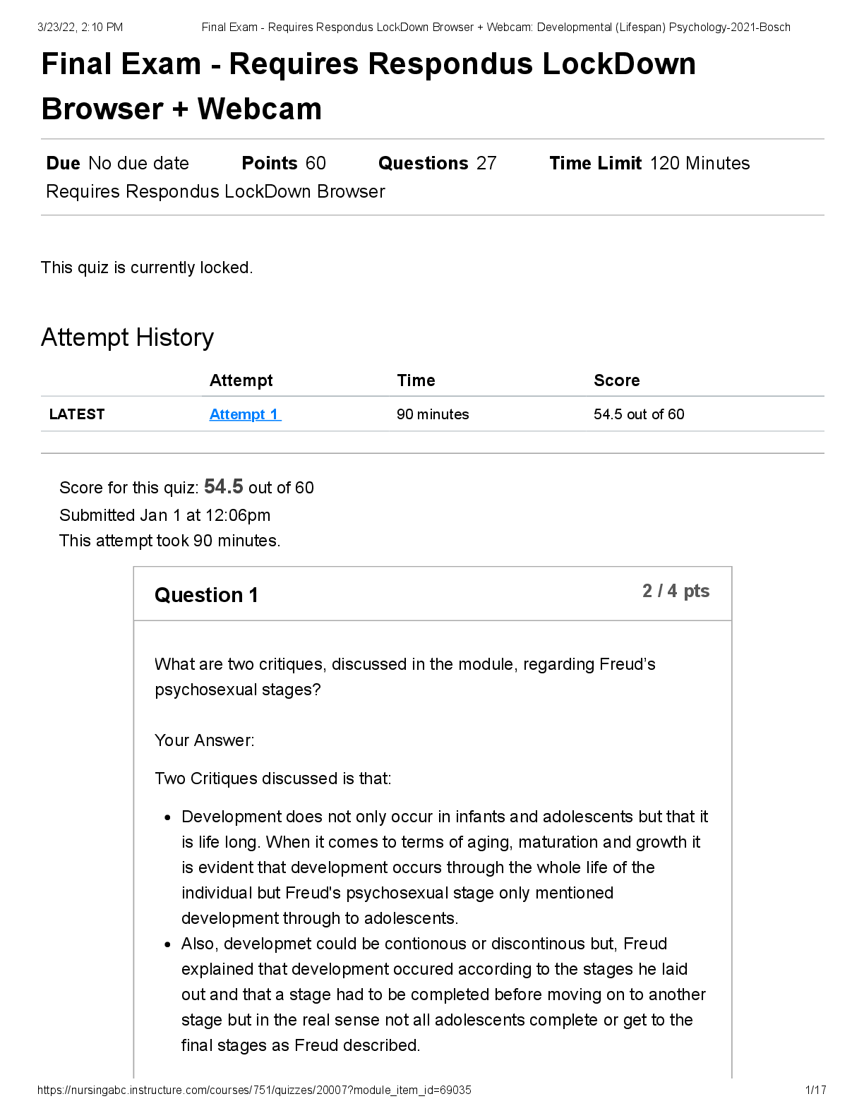 Recommended document preview for PSYC 140 General Psychology Final Exam Portage Learning. | Requires Respondus LockDown Browser + Webcam