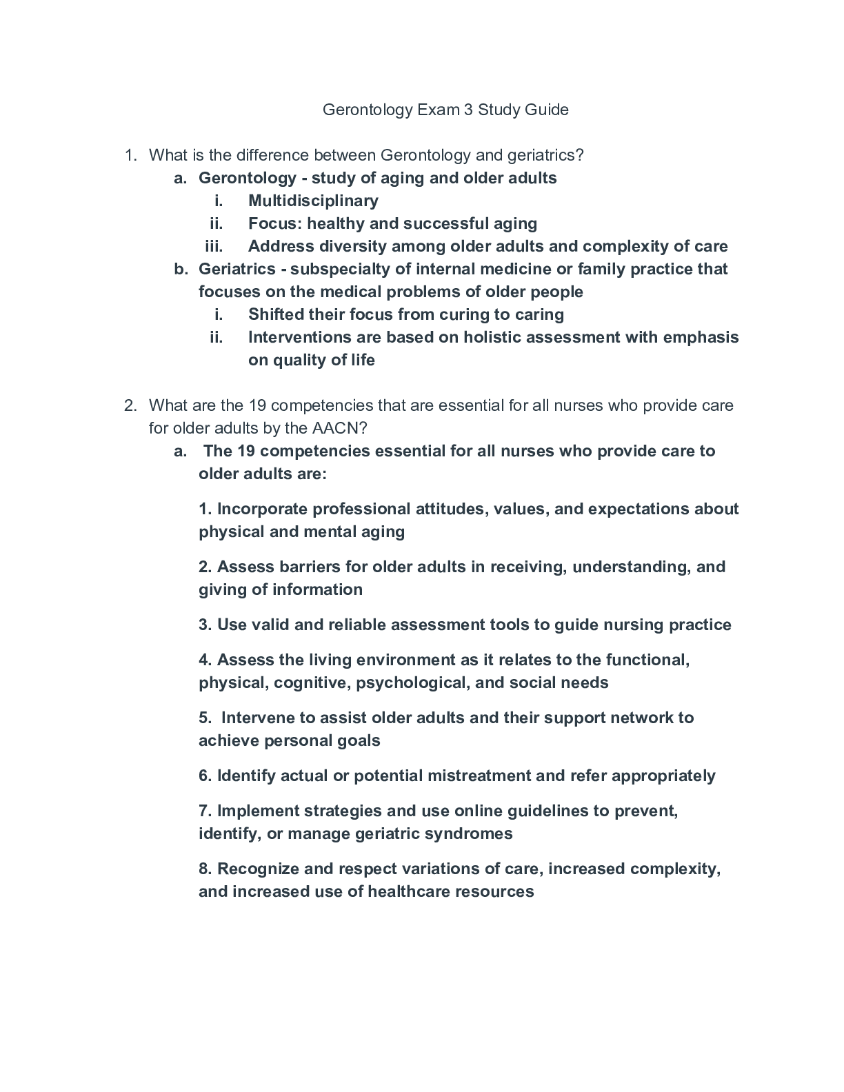 Preview image of NU 316-Gerontology Exam 3 Study Guide(Complete Study Document)LATEST 2021 document