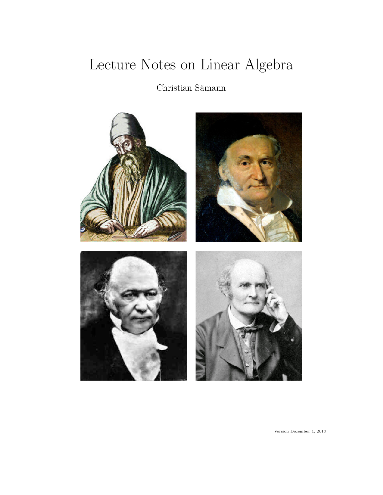 Preview image of Study Guide > Lecture Notes on Linear Algebra Christian S¨amann document