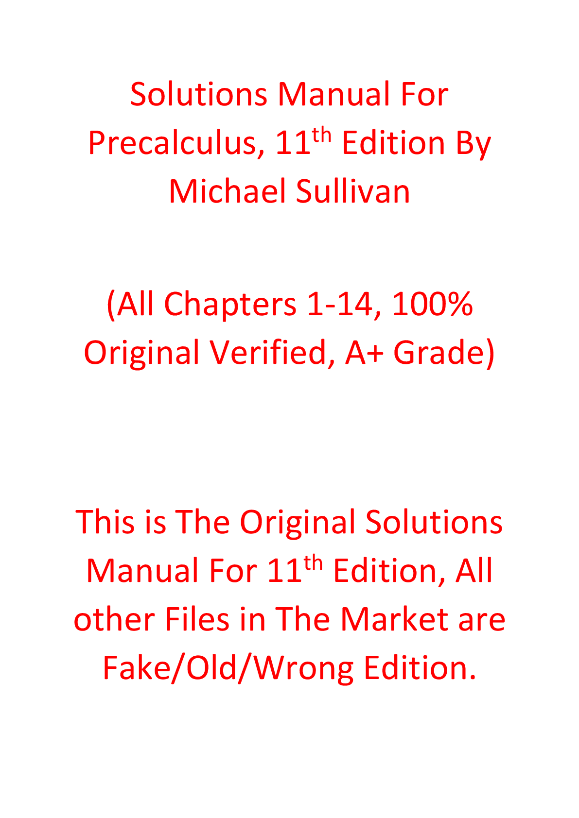 Preview of Solutions Manual for Precalculus 11th Edition By Michael Sullivan