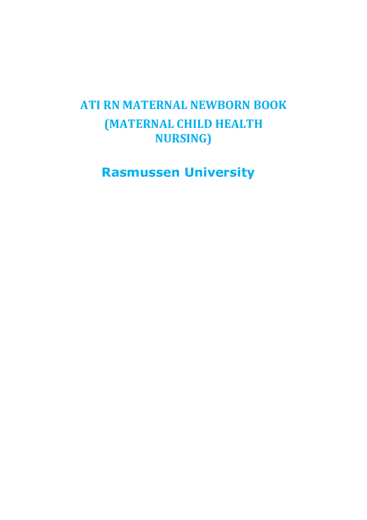 Preview image for ATI RN MATERNAL NEW BORN NURSING (MATERNAL CHILD HEALTH NURSING) BOOK