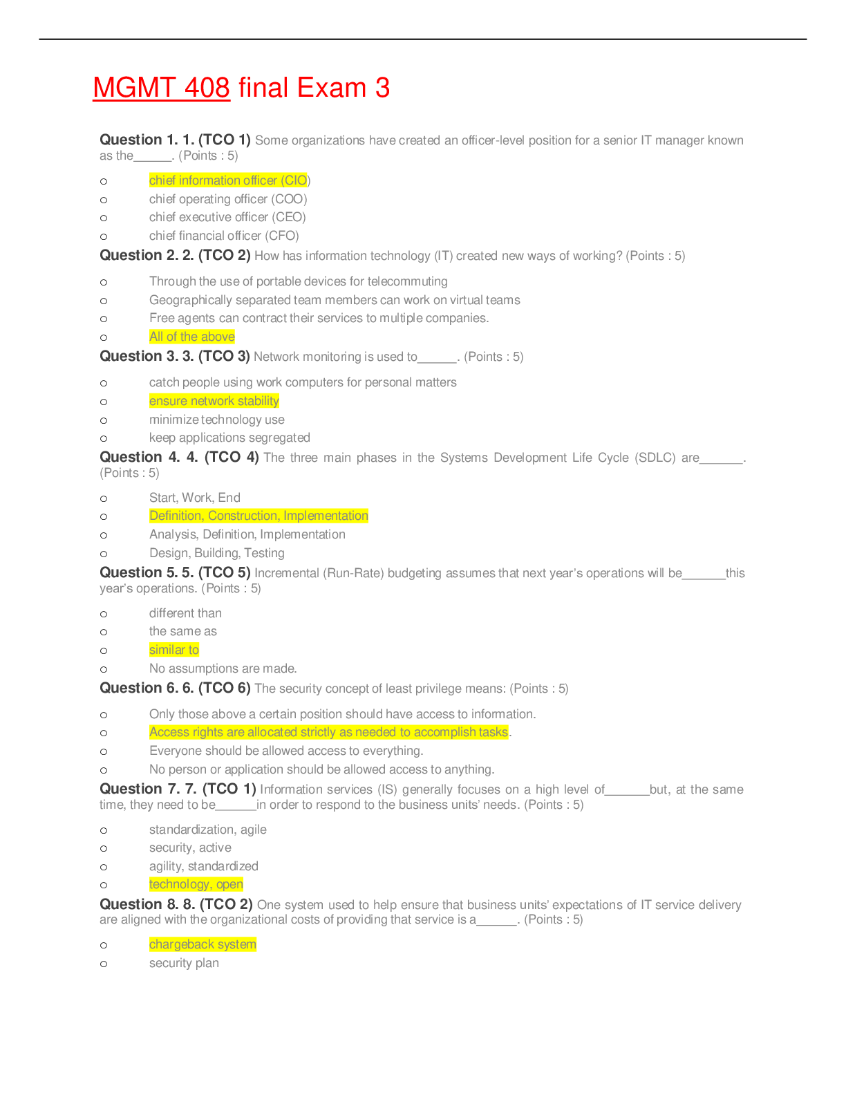 Preview image for MGMT 408 final Exam 3/COMPLETE SOLUTION/RATED A