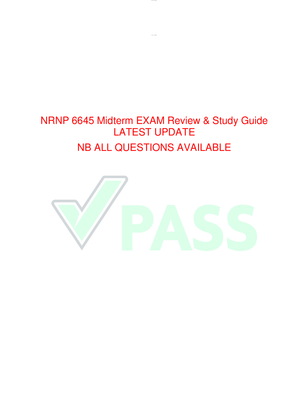 Preview image for NRNP 6645 Midterm EXAM Review & Study Guide LATEST UPDATE   NB ALL QUESTIONS AVAILABLE