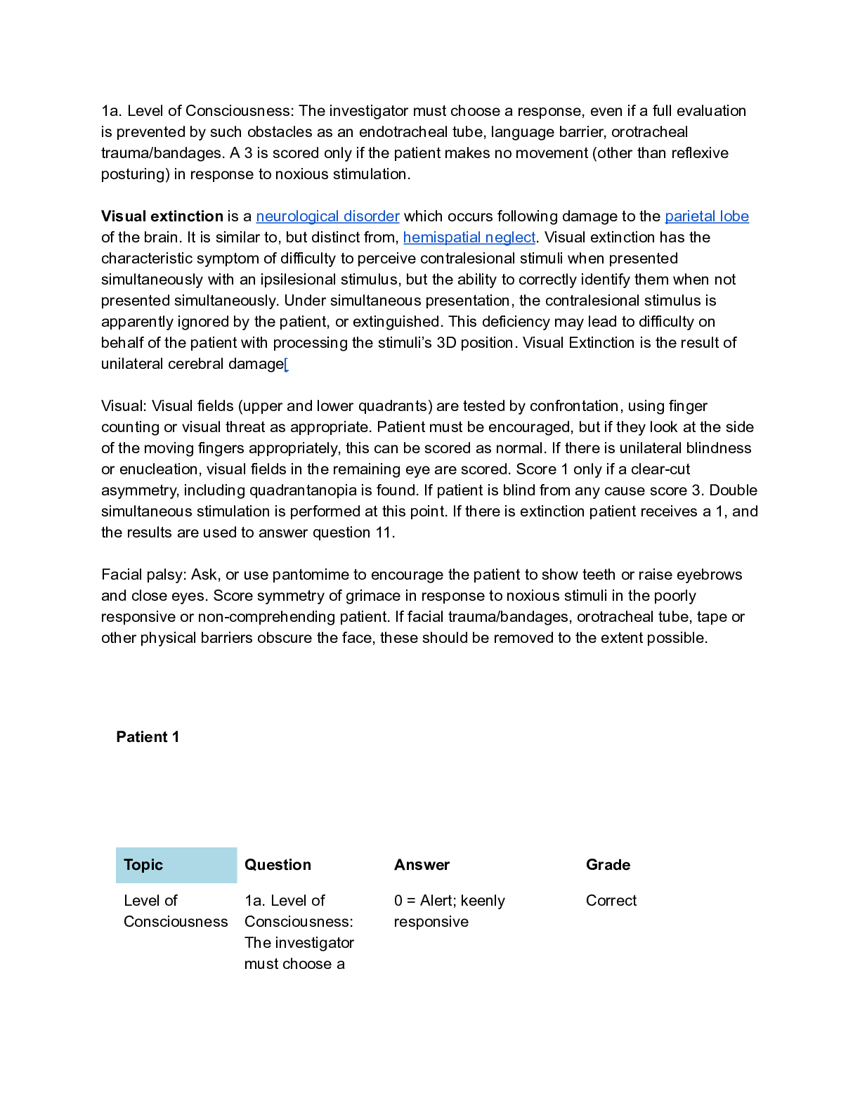 Preview image of STROKE SCALE ANSWERS. complete study guide document