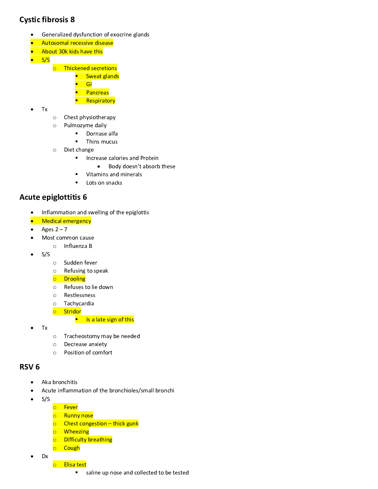 Preview image of NUR 204 peds test 4 test preparation study notes document