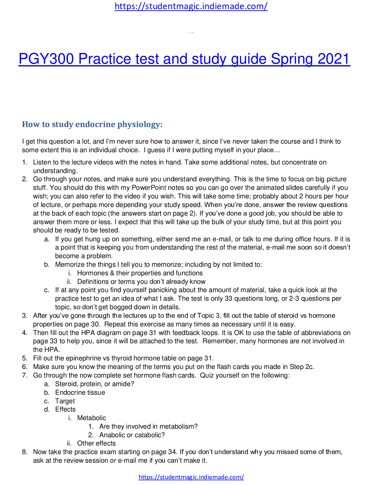 Preview image of PGY300 Practice test and study guide Spring 2021 document