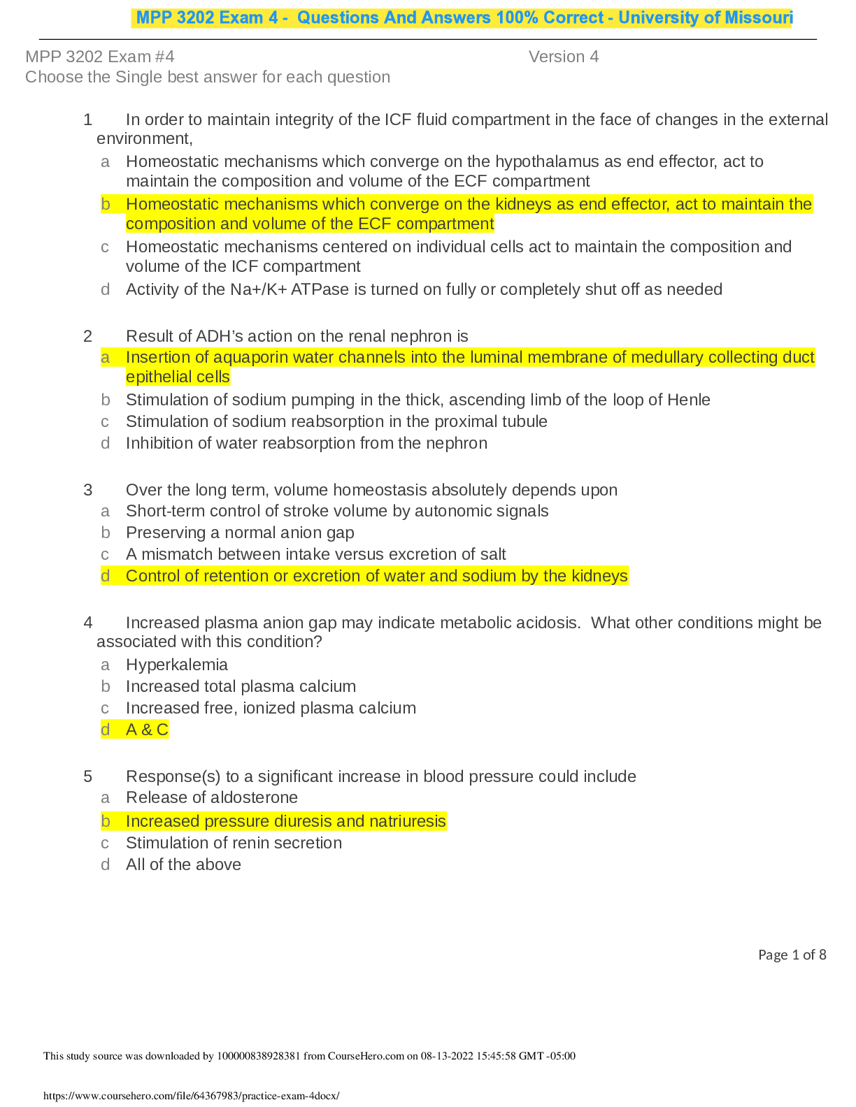 Preview of MPP 3202 Exam 4 - Questions And Answers 100% Correct - University of Missouri