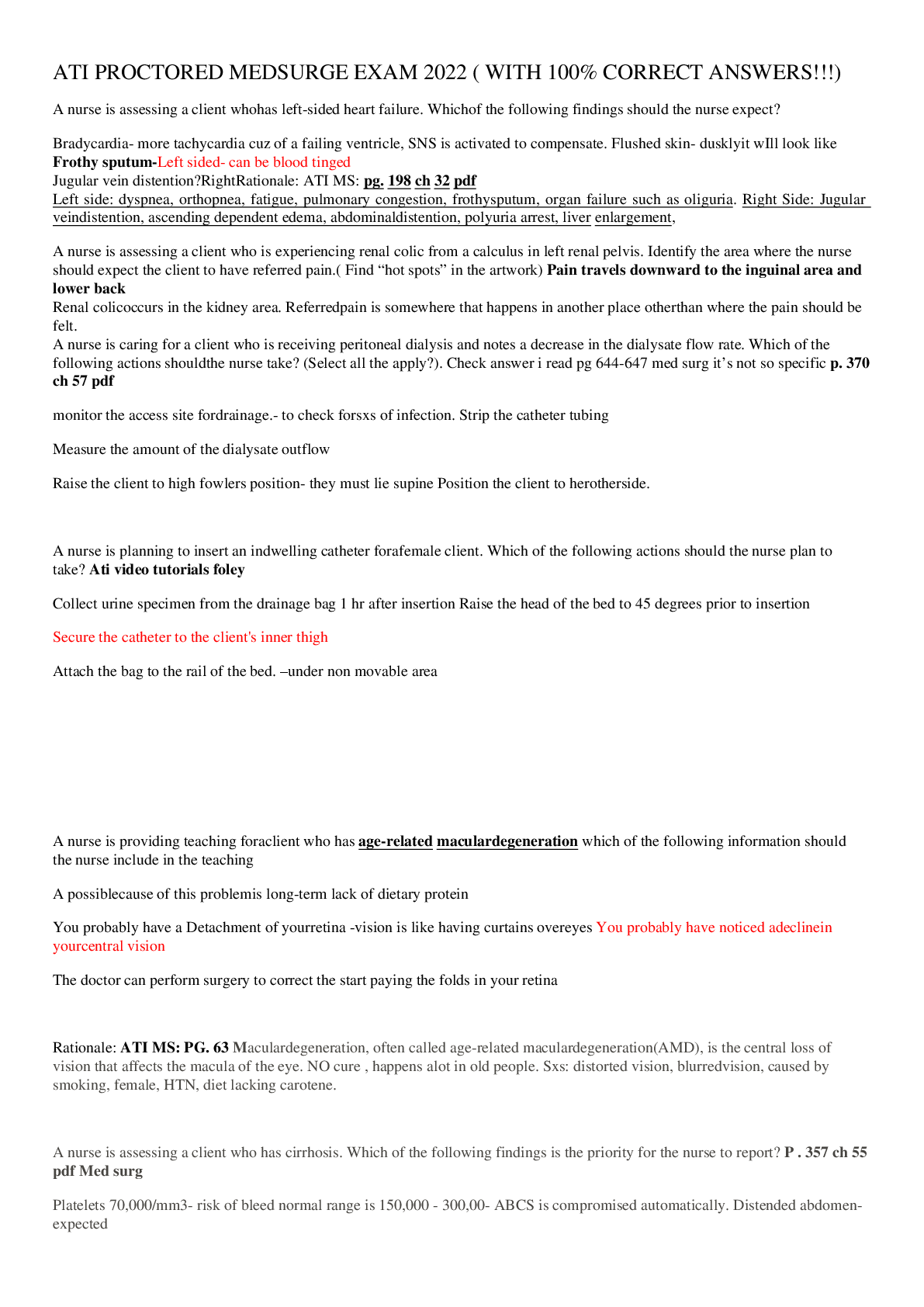 Preview of ATI PROCTORED MEDSURGE EXAM 2022 ( WITH 100% CORRECT ANSWERS