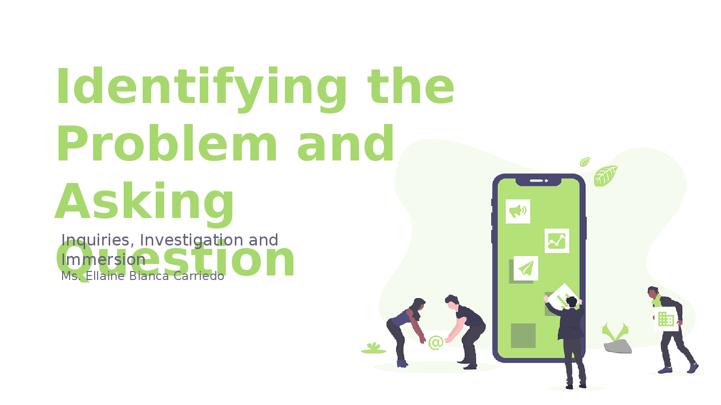 Recommended document preview for Identifying the Problem and Asking the Question: Inquiries, Investigation and Immersion | English As A Second Language