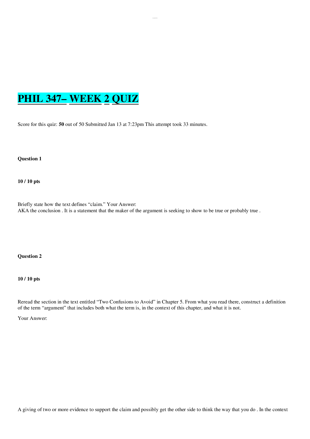 Preview image of PHIL 347 WEEK 2 QUIZ. COMPLETE document