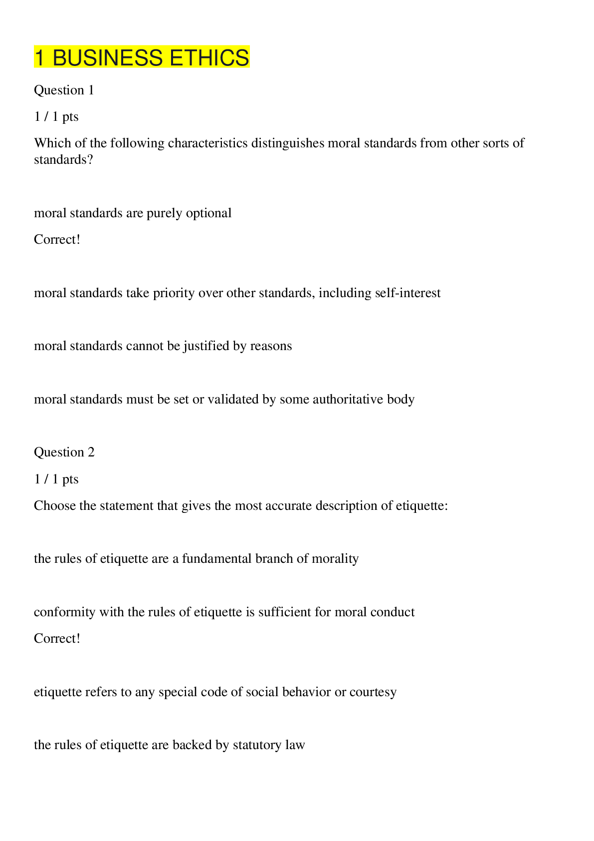 Preview image of 1 BUSINESS ETHICS,100% CORRECT document