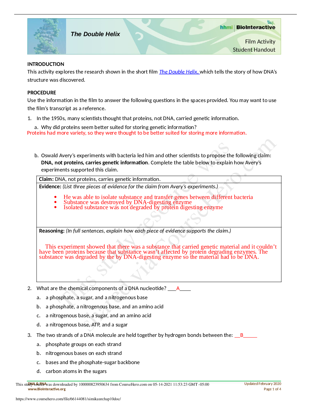 Preview of Western New England University BIO 108 simikaurchap10.doc