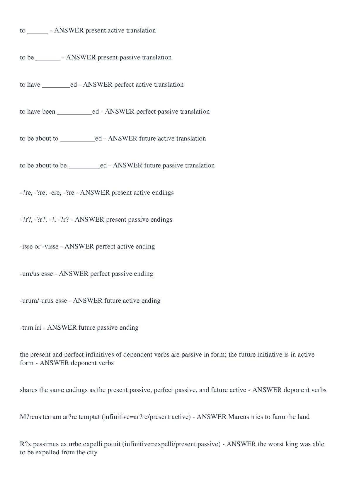 Preview image of Infinitives and indirect statements 2022 with complete practice solution document
