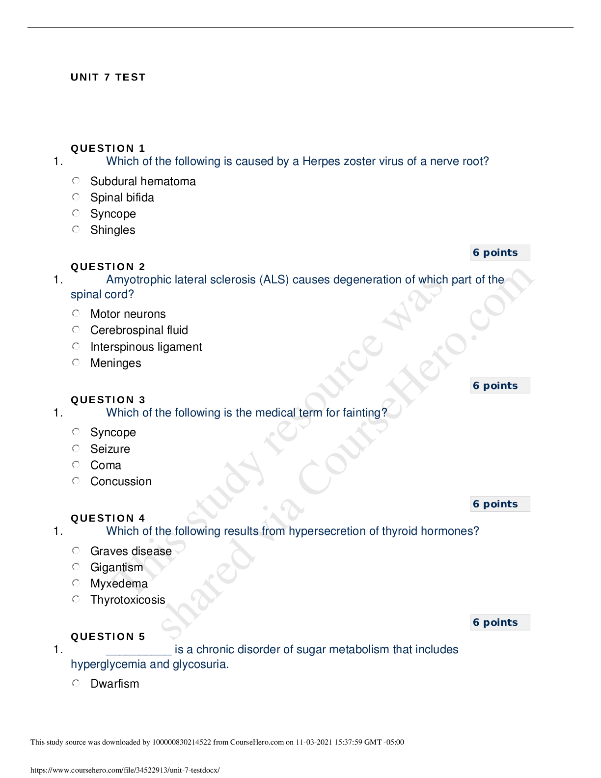 Preview image of unit 7 test.docx. document