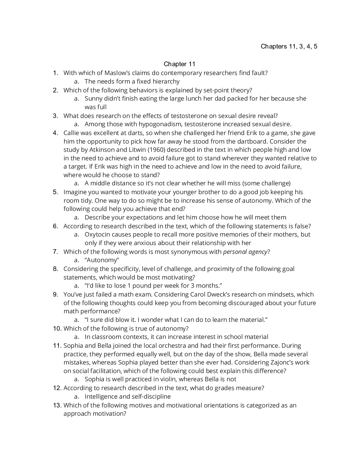 Recommended document preview for University Of Illinois  PSYCHOLOGY 100 PSYCH 100 Psychology Finals Test