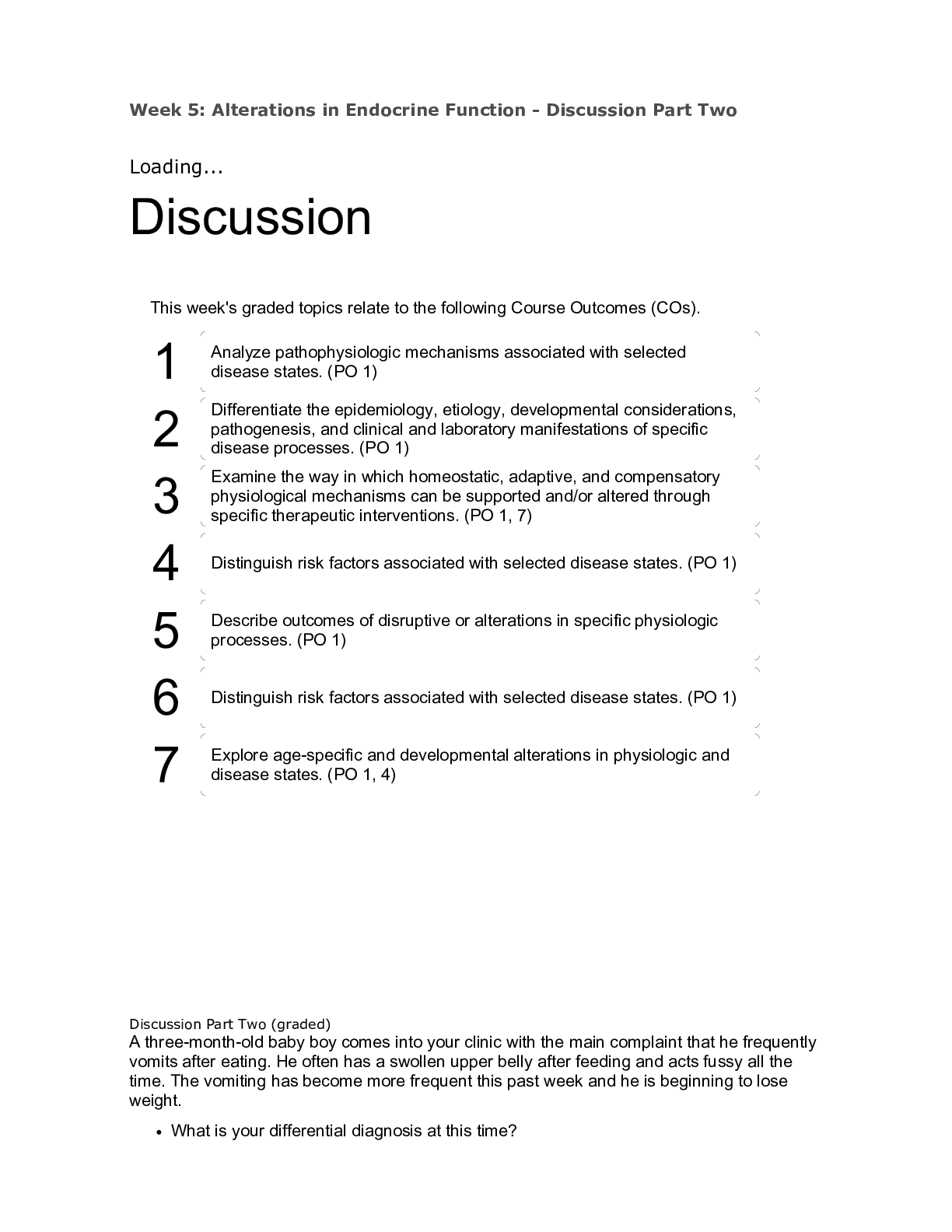 Preview image for Chamberlain College of Nursing - PATHOPHYSI NR 507WK5TD2: Week 5: Alterations in Endocrine Function - Discussion Part Two (THREAD DISCUSSION and RESPONSE)