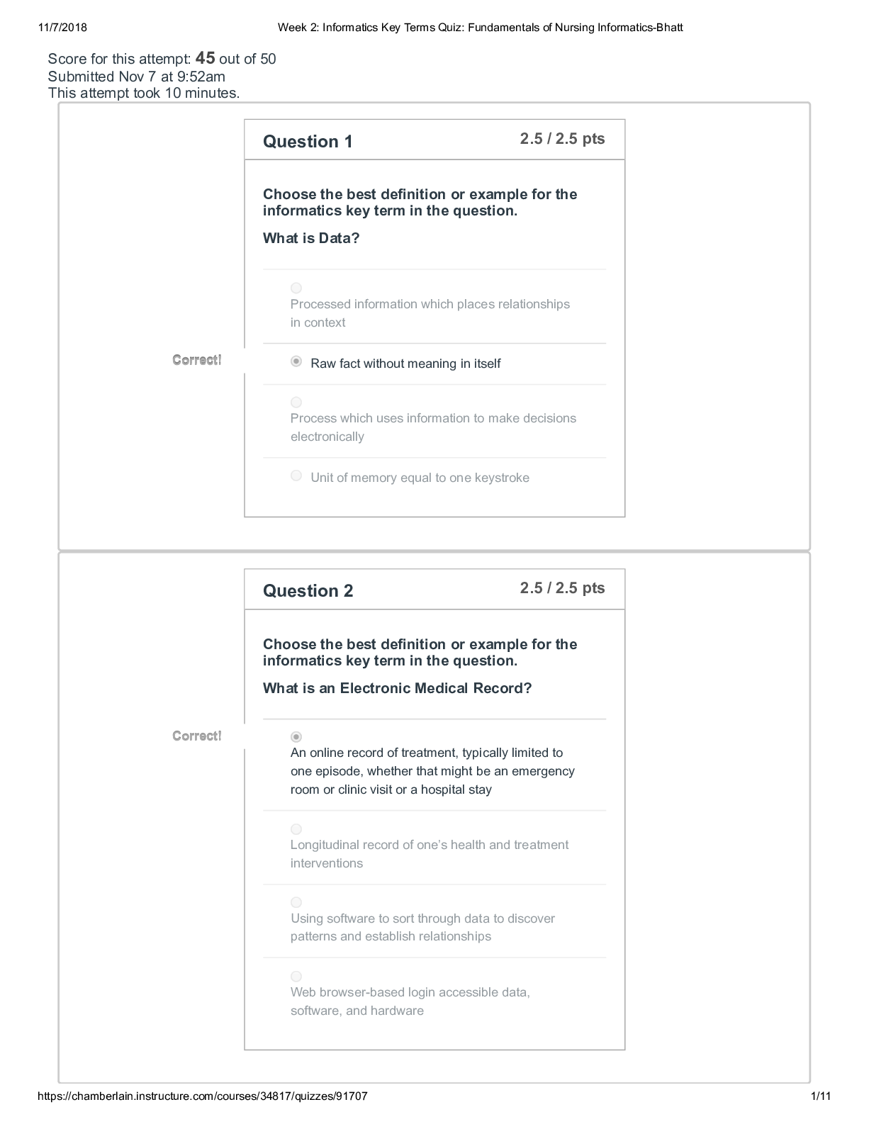 Preview image of NR 512 Week 2: Informatics Key Terms Quiz/ 100% Correct document