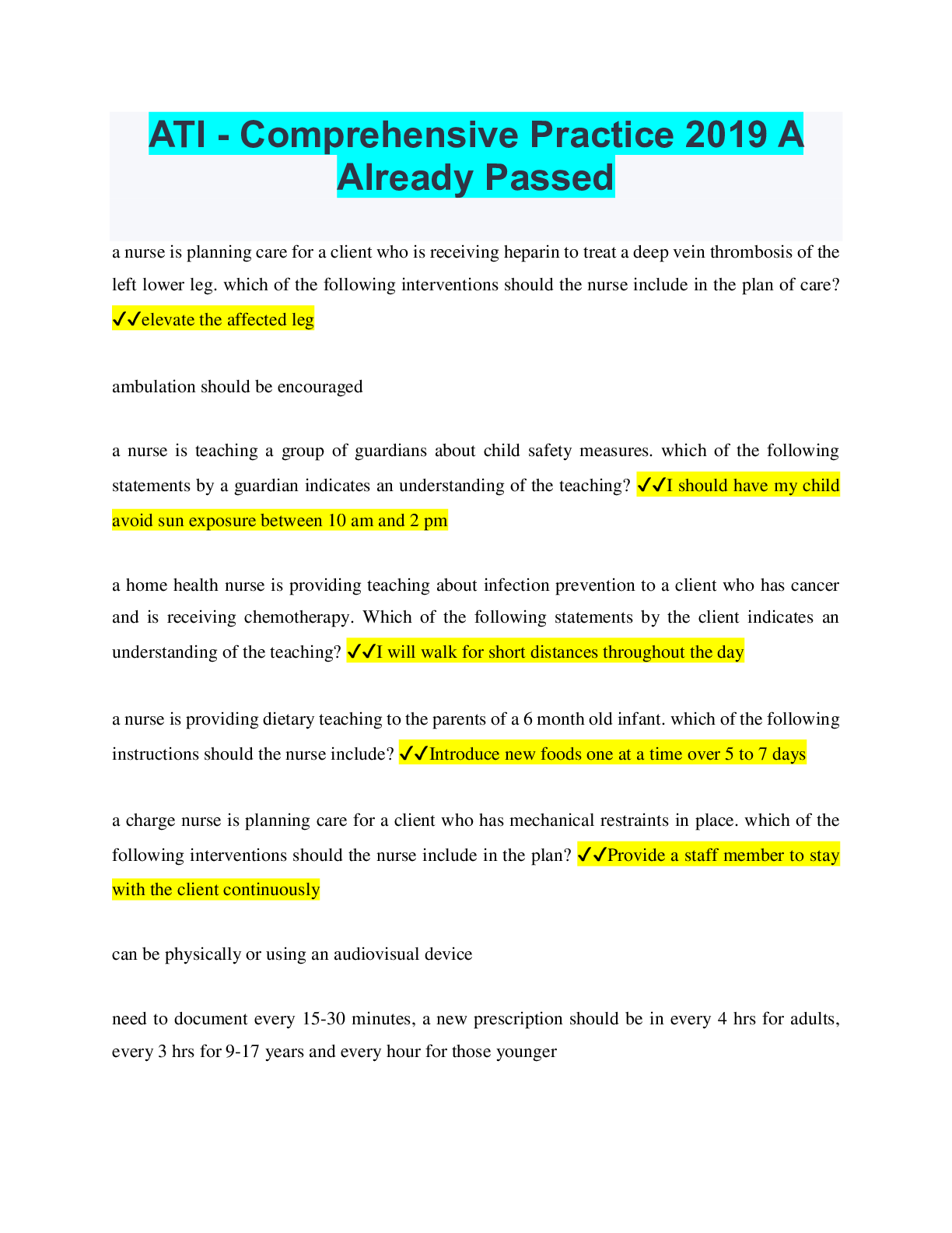 ATI - Comprehensive Practice 2019 A Already Passed – Scholarfriends ...