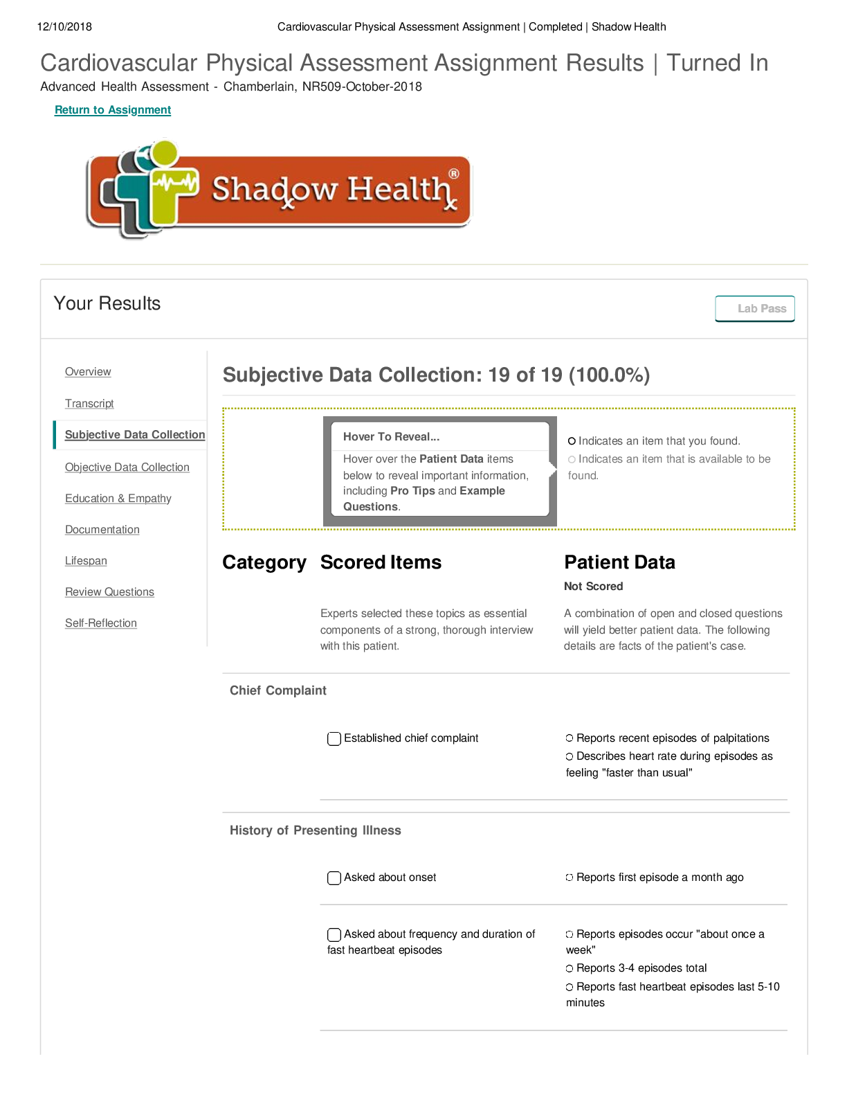 Preview image for NR 509 Week 4 Shadow Health Cardiovascular Physical Assessment Assignment |Updated Solution Latest Version