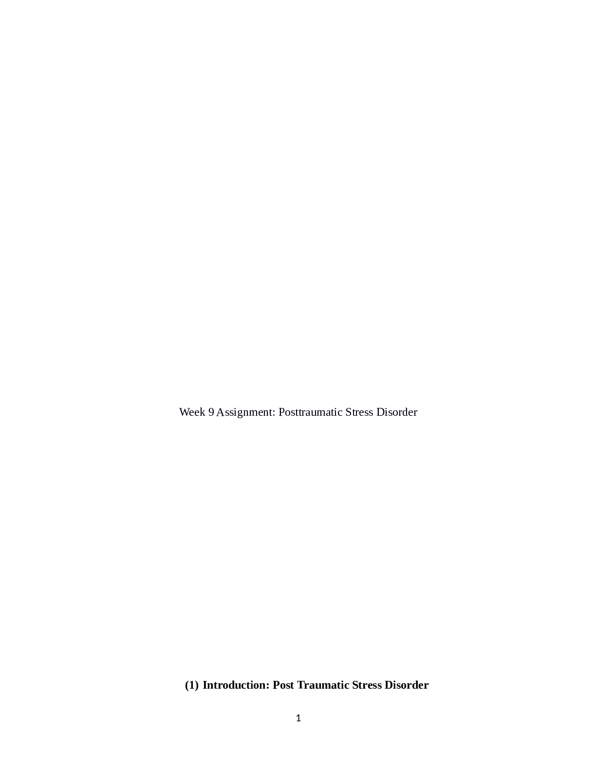 Preview image for Nurs 6645 Week 9 Assignment: Posttraumatic Stress Disorder 2022. 100% CORRECT