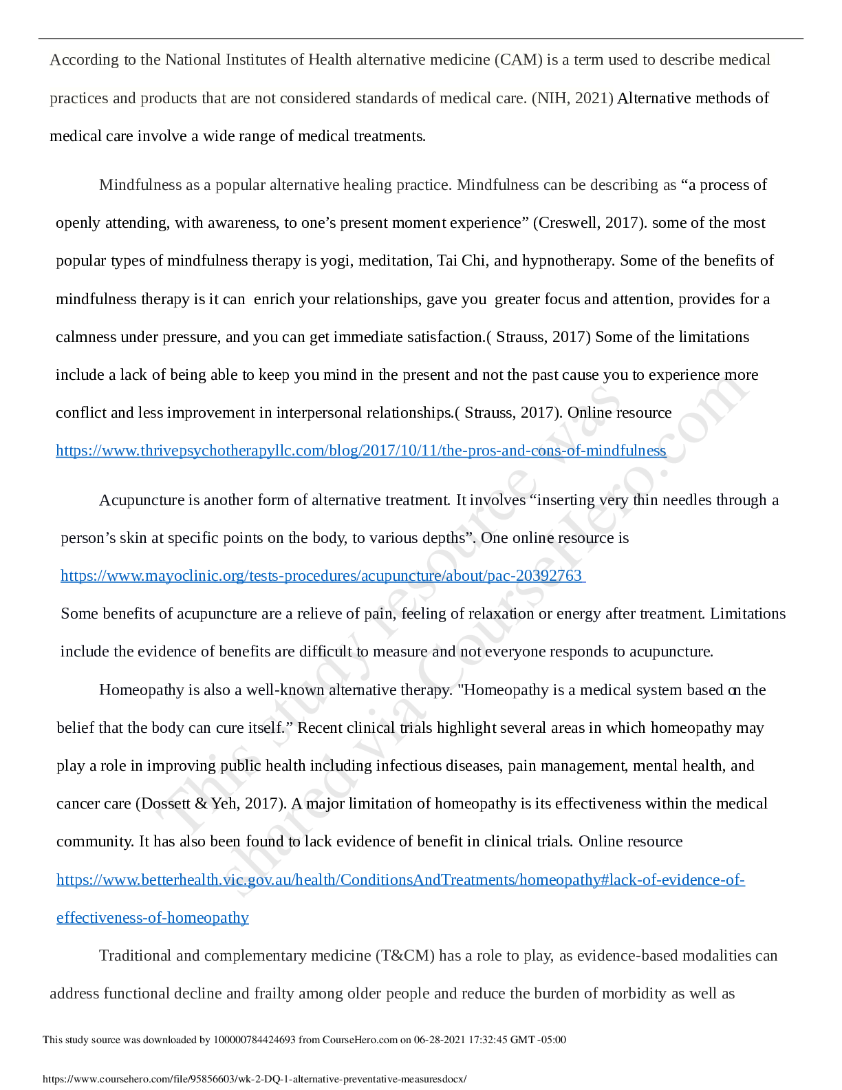 Preview of United States UniversityFNP 590wk 2 DQ 1-alternative preventative measures 2021
