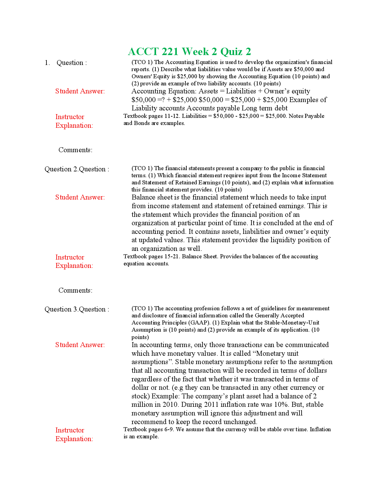 Preview of ACCT 221 Week 4 - Quiz,100% CORRECT